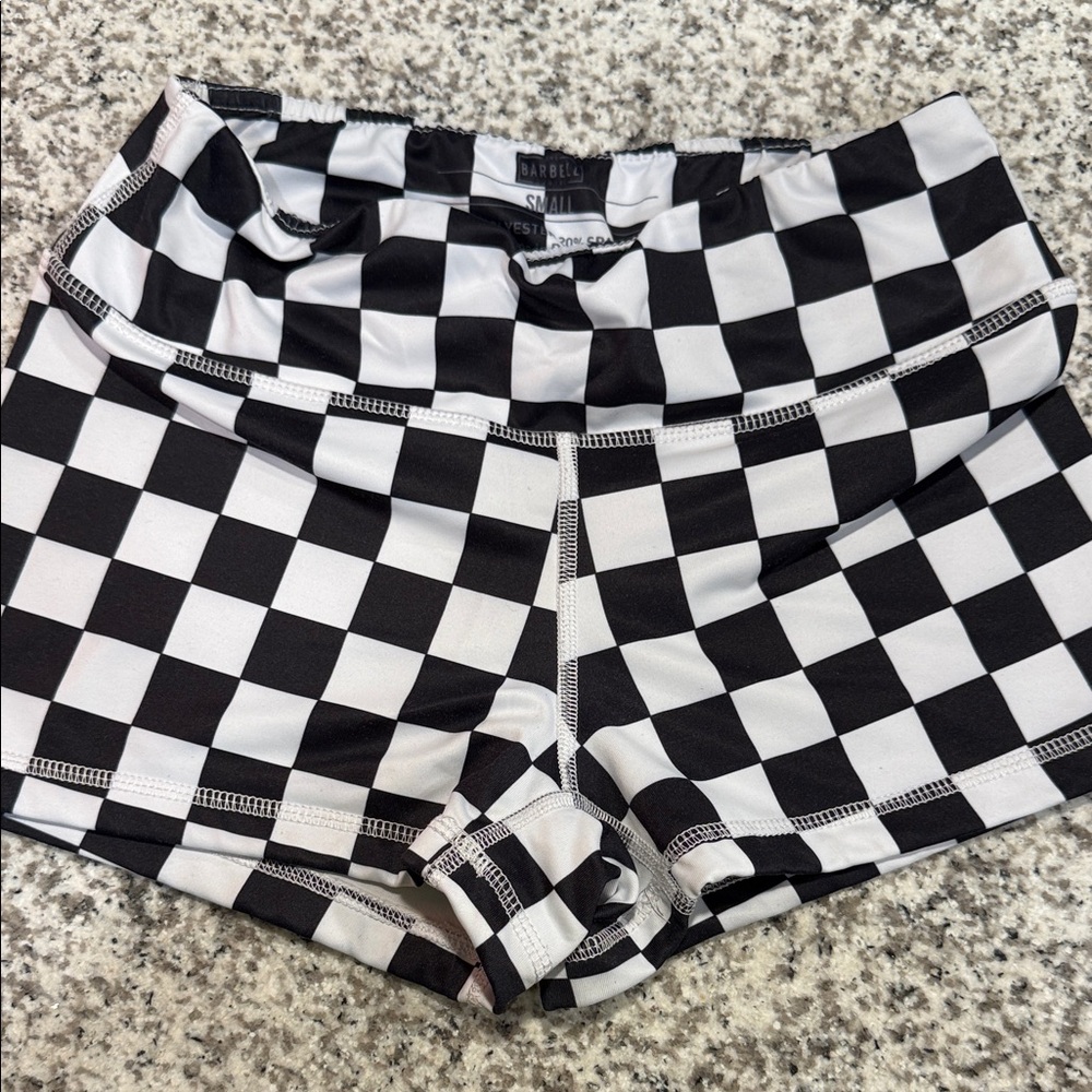 Monochrome Checkered Women's Athletic Shorts